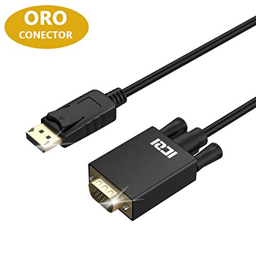 ICZI Cable DP a VGA, Cable Adaptador DisplayPort a VGA 1080p Conector Chapado en Oro/Macho a Macho para conectar PC, Ordenador a Pantalla Gigante Monitor Proyector HDTV, 1m