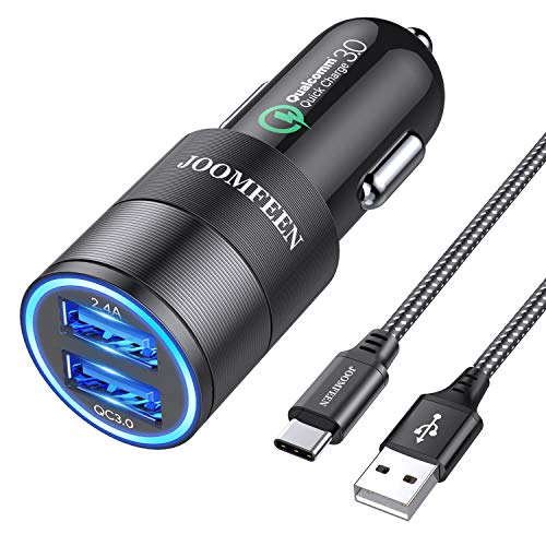 JOOMFEEN USB Tipo C Cargador de Coche,Quick Charge 3.0+2.4A 30W Carga Rapida Doble Puertos USB Adaptador cargador de coche con Cable USB C para Samsung Galaxy S10E/S9/S8/Note 8,LG G6,Huawei P20/Mate10 JOOMFEEN USB Tipo C Cargador de Coche,Quick Charge 3.0+2.4A 30W Carga Rapida Doble Puertos USB Adaptador cargador de coche con Cable USB C para Samsung Galaxy S10E/S9/S8/Note 8,LG G6,Huawei P20/Mate10