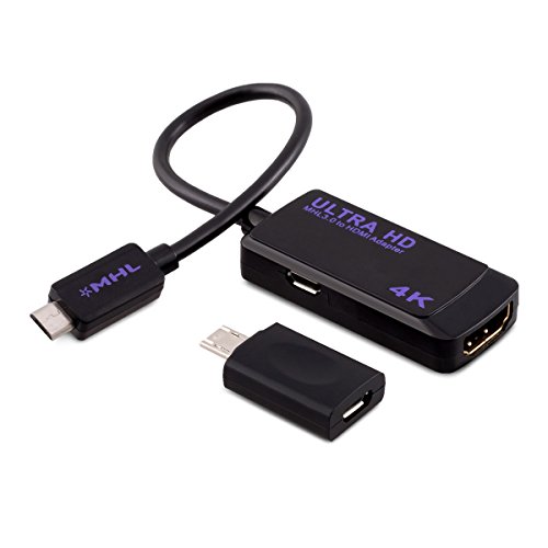 kwmobile Adaptador Conector MHL de 5 y 11 Pines - Adaptador de Micro USB a HDMI para conectar móvil a TV - Compatible con MHL Ultra HD 4K - En Negro