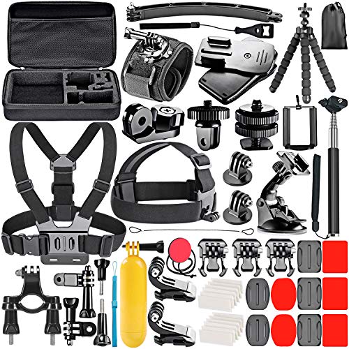 Neewer 53 en 1 Accesorios Kit Compatible con GoPro Hero 8/Hero 7 Black/Hero 6/Hero 5 Black/Hero(2018) Apeman DJI OSMO Action SJ6000 DBPOWER AKASO VicTsing Rollei Lightdow Campark