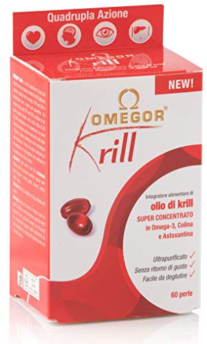 Omegor Krill - Suplemento de aceite de kril Superba con Omega-3, colina y astaxantina - 60 perlas