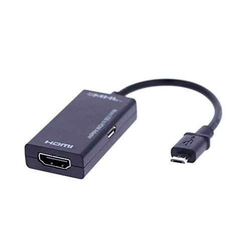REY - Adaptador Conversor OTG MicroUSB Macho a HDMI/MicroUSB Hembra Negro