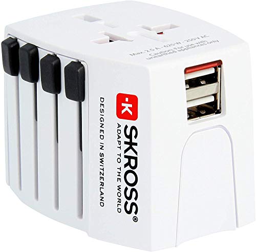 SKROSS 1.30215 - Cargador de viaje universal con puerto USB (150 países, 5 V), blanco