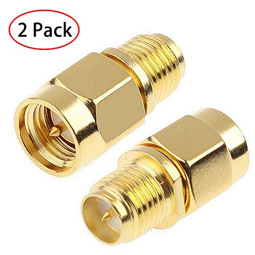 TengKo SMA Macho de Enchufe a RP-SMA Hembra RF Conector Recto Adaptador de Placas de Oro para Wi-Fi Antena Repetidores Cable de Extensión de Señal de Radio (Paquete de 2)