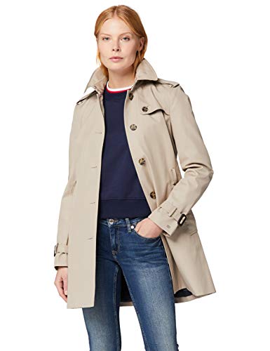 Tommy Hilfiger Heritage Single Breasted Trench Abrigo, Beige (Medium Taupe 055), S (Talla fabricante: S) para Mujer