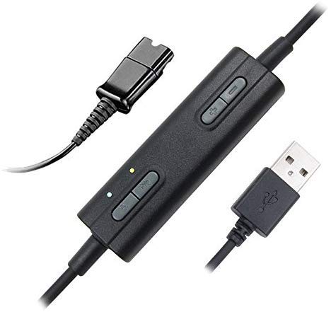 VoiceJoy - Conector QD (desconexión rápida) a adaptador USB con ajuste de volumen, silenciador para altavoz y micrófono por separado compatible con cualquier conector QD de Plantronics y VoiceJoy