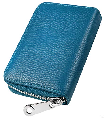 Womens Credit Card Holder Wallet Zip Leather Card Case RFID Blocking Ladies Small Blocked Accordion Wallets with Stainless Steel Zipper Woman Compact Accordian ID Cards Bag Sea Blue Womens Credit Card Holder Wallet Zip Leather Card Case RFID Blocking Ladies Small Blocked Accordion Wallets with Stainless Steel Zipper Woman Compact Accordian ID Cards Bag Sea Blue