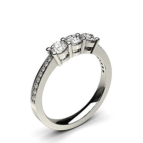 18 K blanco oro 4 Prong ajuste tres diamantes de boda anillo de tamaño – 8,5