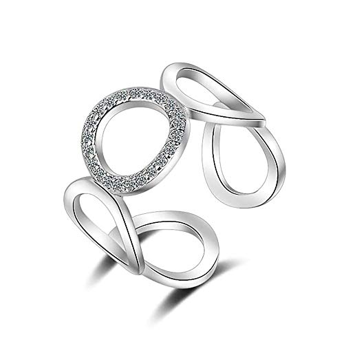 24 JOYAS Anillo Ajustable Aros de Plata con circonitas puras 5A Regalo romántico para Mujer