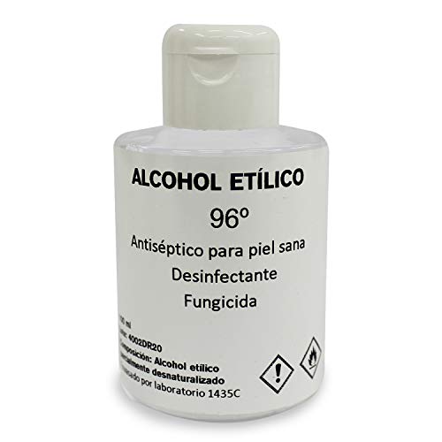Alcohol Etílico (Etanol) 96º Pack 3 uds x 100ml - Desinfectante de Superficies, Componente para Cosméticos
