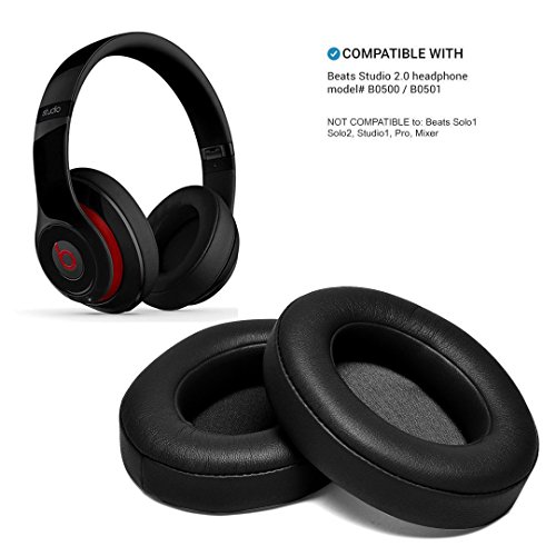 Almohadillas para Auriculares, WADEO Reemplazo Almohadilla de Repuesto Auriculares Cojines de Oído Espuma para Beats Studio 2.0 Wired/Wireless B0500 B0501 & Beats Studio 3.0, Color Negro