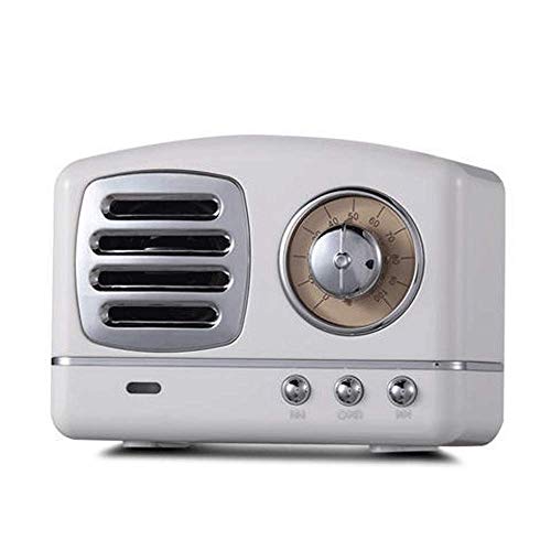 Altavoz portatil Bluetooth Vintage Mini Efecto del Sonido HiFi Envolvente estéreo 3D Bluetooth 4.1+EDR batería de Litio (Blanco)