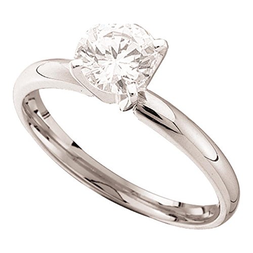 Anillo de compromiso de Lux de oro blanco de 14 quilates con diamante redondo para mujer, para novia, boda, compromiso, 5/8 quilates = 0,66 (claridad I1; color J-K) tamaño de anillo 10,5