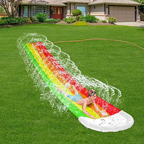 Aspersor de Agua Hinchable, Arco Iris De Deslizamiento De Diapositivas Césped Agua Súper Diapositivas Con Inflable Buffer Mat For Los Niños De Los Niños Del Verano Del Patio Trasero Piscina Al Aire Li