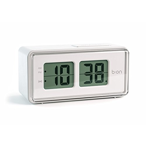 Balvi B:ON - Flip Despertador Digital de Tipo Flip. Pantalla de LCD, imita el Movimiento de un Reloj Flip.Color Blanco.