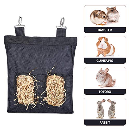 Bolsa de heno para colgar, alimentador de heno con correa ajustable para conejo, cobaya, hámsteres chinchilla, ovejas de alpaca, herbívoros