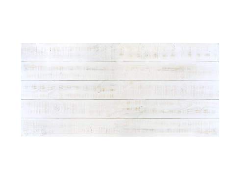 Cabecero Antiguo Recto Horizontal Pintado Sam, Madera, Blanco Vintage Envejecido, 150x5x80 cm. (Incluye Regalo iman Personalizable Nevera)