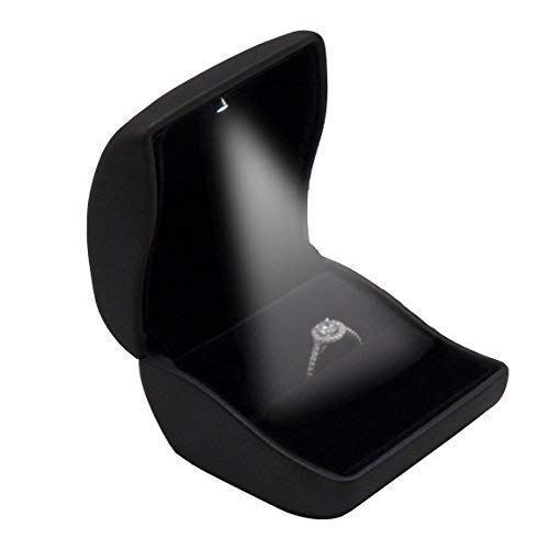 caja del anillo LED - ALLEU caja joyero de para compromiso y boda (negro)