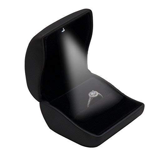 caja del anillo LED - ALLEU caja joyero de para compromiso y boda (negro) caja del anillo LED - ALLEU caja joyero de para compromiso y boda (negro)