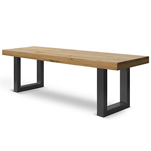 COMIFORT Banco Moderno Color Roble Ahumado - Banquillo Minimalista de Estilo Industrial de Roble Macizo, Patas de Acero, Medidas de 180 x 42 x 45 cm COMIFORT Banco Moderno Color Roble Ahumado - Banquillo Minimalista de Estilo Industrial de Roble Macizo, Patas de Acero, Medidas de 180 x 42 x 45 cm