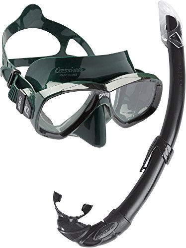 Cressi Combo Set Perla Conjunto Combinado de máscara de Buceo y Snorkel, Mar de Perlas, Unisex-Adulto, Verde/Negro, Talla Única