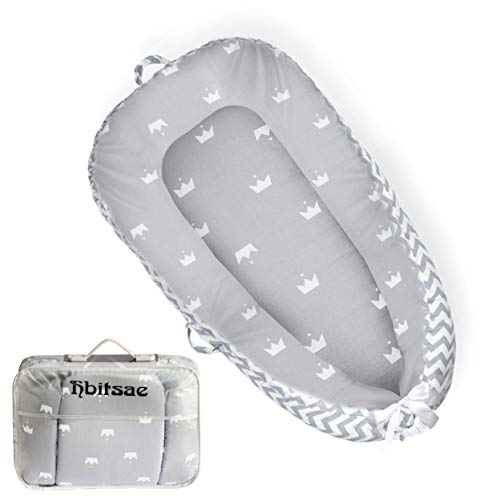 Hbitsae Cama Nido de Bebé Recién Nacido para Acurrucarse, Reductor Protector de Cuna Cama de Viaje, para Dormir Baby Nest Nido bebé Reductor De Cuna Reversible Capullo Multifuncional de Baby