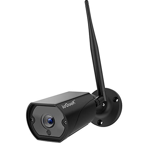 ieGeek Cámara de Vigilancia WiFi Exterior/Interior 1080P Actualización 5dBi Antena Wi-Fi más Fuerte, Cámara de Seguridad con Visión Nocturna de 30 m, Audio Bidireccional, Detección de Movimiento