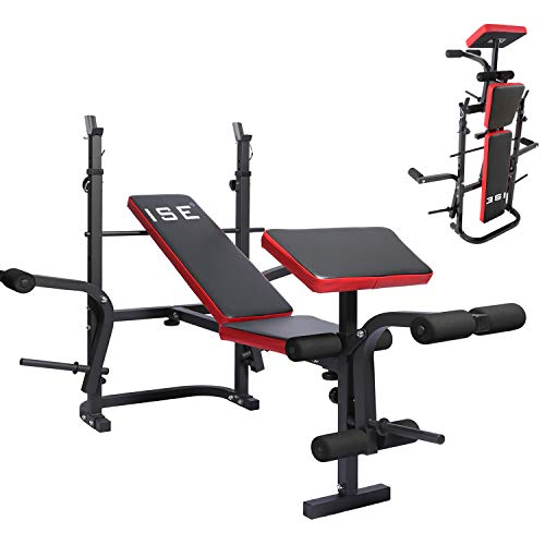 ISE - Banco de musculación multifunción ajustable plegable inclinable para entrenamiento completo SY5430B