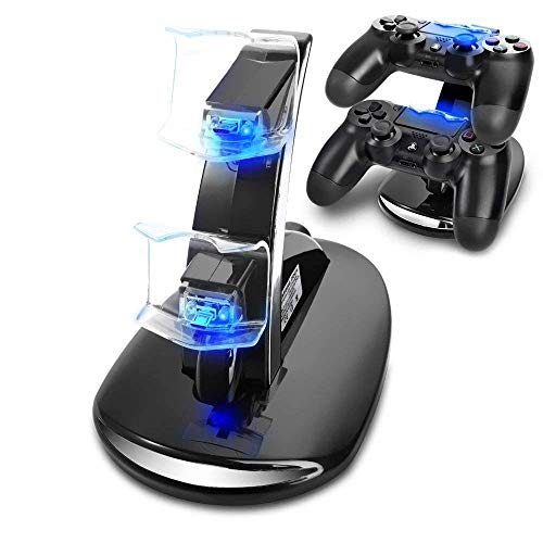 KONKY PS4 Cargador, Cargador Mandos PS4 Dualshock PS4 Estación de carga USB Base de carga para Sony Playstation 4/PS4/PS4 Pro/PS4 Slim Mando Inalámbrico Gamepad con Indicador del LED KONKY PS4 Cargador, Cargador Mandos PS4 Dualshock PS4 Estación de carga USB Base de carga para Sony Playstation 4/PS4/PS4 Pro/PS4 Slim Mando Inalámbrico Gamepad con Indicador del LED