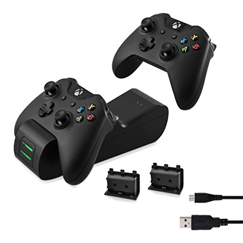 kwmobile Estación de Carga rápida Xbox One y One S - Cargador Doble Mando - Base para Controles de Xbox con indicador LED y baterías Incluidas