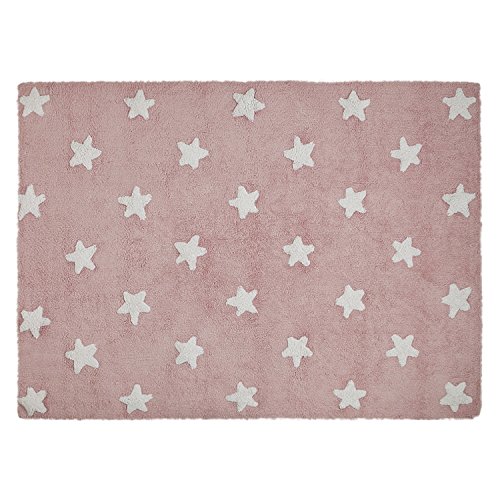 Lorena Canals - Alfombra infantil, diseño de estrellas, color blanco y rosa Lorena Canals - Alfombra infantil, diseño de estrellas, color blanco y rosa