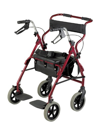 Patterson Medical - Andador y silla de transporte 2 en 1, color burdeos