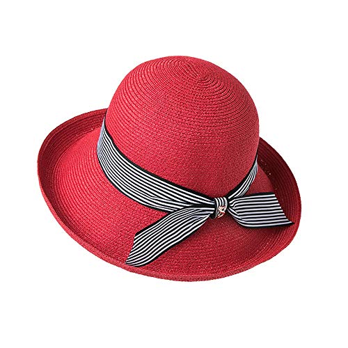 Ping Bu Qing Yun De Sombreros-playa de las mujeres del verano del sombrero de paja sombrero for el sol Beach Alquiler japonesa plegable Sun decoración del arco de la raya de la moda del sombrero (3 co Ping Bu Qing Yun De Sombreros-playa de las mujeres del verano del sombrero de paja sombrero for el sol Beach Alquiler japonesa plegable Sun decoración del arco de la raya de la moda del sombrero (3 co