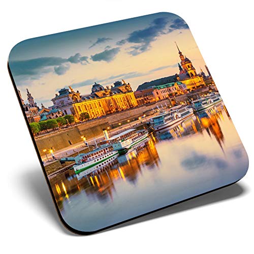 Posavasos cuadrado con diseño de Dresden Sajonia y Alemania | Posavasos de calidad brillante | Protección de mesa para cualquier tipo de mesa #3245