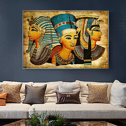 SADHAF Retrato del antiguo cartel de pared egipcio y lienzo misterioso arte de pared impreso para la decoración de la imagen de la sala A1 30x40 cm