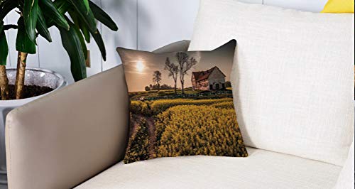 Square Soft and Cozy Pillow Covers,Casa de campo, viejo prado floral rural abandonado pueblo idílico paisaje pastoral, multicolor,,Funda para Decorar Sofá Dormitorio Decoración Funda de almohada. Square Soft and Cozy Pillow Covers,Casa de campo, viejo prado floral rural abandonado pueblo idílico paisaje pastoral, multicolor,,Funda para Decorar Sofá Dormitorio Decoración Funda de almohada.