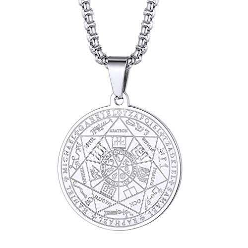Talismán Michael Samael Zadkiel Raphael Uriel Thavael Gabriel Colgantes de Acero Inoxidable Plateado con Cadena de Eslabones Cuadrados Flat Box Chain Collar Católico Medallón Circular Talismán Michael Samael Zadkiel Raphael Uriel Thavael Gabriel Colgantes de Acero Inoxidable Plateado con Cadena de Eslabones Cuadrados Flat Box Chain Collar Católico Medallón Circular