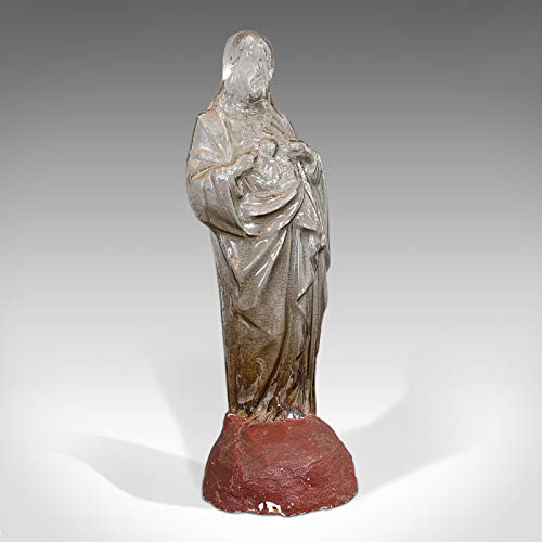 Tarro de bonbon antiguo, francés, cristal, aleta de Siecle, estatua, Jesucristo, 1900