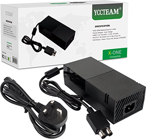Xbox One Power Supply Brick, [versión silenciosa mejorada] AC adaptador cable de alimentación cable de carga Kit de repuesto para Xbox One Auto Voltaje 100-240V, negro