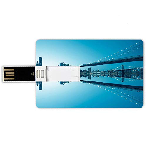 16GB Forma de tarjeta de crédito de unidades flash USB Apartamento Estilo de tarjeta de banco de Memory Stick Nueva York Manhattan Skyline Panorama Imagen monocromática Casa moderna,negro blanco y gri