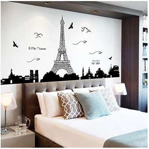 artaslf Torre Eiffel de París Mural Mural Decal Sticker Paris Gran Muralla Sala de estar Mural Sala de estar Dormitorio y Apartamento Decoración-60 * 90cm