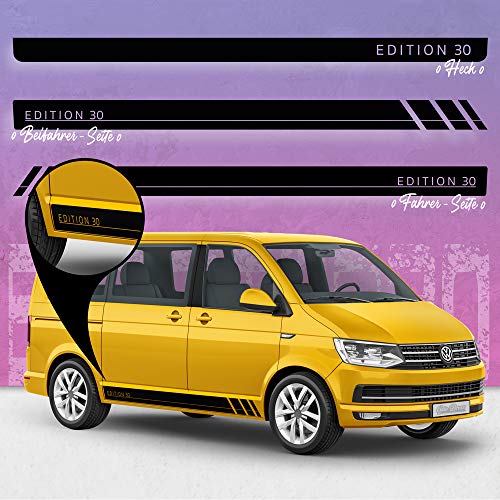 AutoDress - Juego de pegatinas decorativas para Volkswagen T4, T5 y T6 Bus en color a elegir, diseño: Edition 30 R (cromo dorado 911, distancia entre ejes: larga)