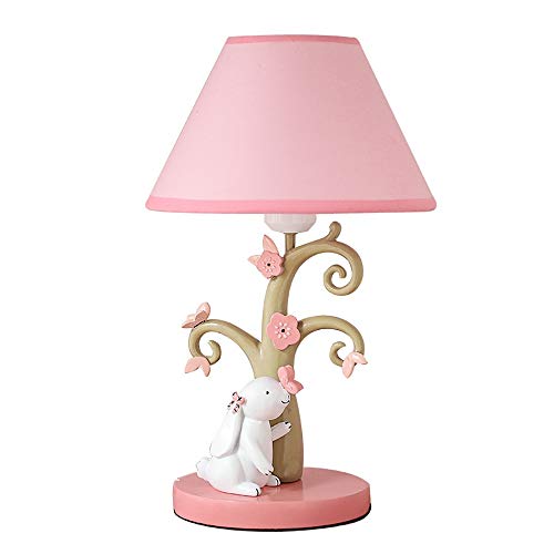 Cartoon Animals Thematic - Lámpara de mesa for niños, rosa |Accesorio de iluminación de escritorio for lectura junto a la cama del dormitorio - Luz de escritorio de conejo pintada a mano for niñas