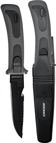 Cressi XRC565050 Cuchillo de Buceo, Unisex Adulto, Negro/Gris/Hoja Negro, 23.5 cm