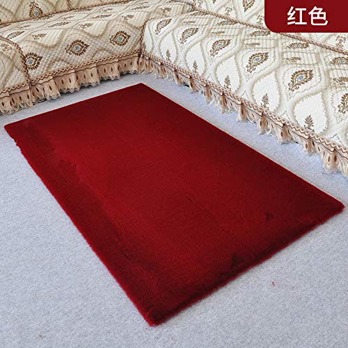 CZDXM Simple Manta Junto a la Cama Alfombra nórdica de Felpa Corta Ventana Estera Alfombra imitación Piel de Conejo Alfombra Dormitorio Sala de Estar hogar Rojo 60 cm * 120 cm