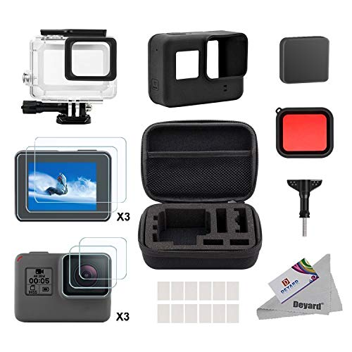 Deyard Kit de Accesorios para GoPro Hero 7(Sólo negro) Hero (2018), GoPro Hero 6 y Hero 5 Action Camera, 25 artículos en 1, con Carcasa pequeña a Prueba de Golpes