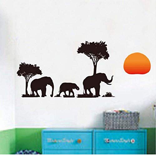 El Elefante Camina En El Bosque Bajo El Sol Poniente Etiqueta De La Pared De Bricolaje Calcomanías De Vinilo Extraíbles Para El Fondo De La Sala De Estar Dormitorio 50X70Cm