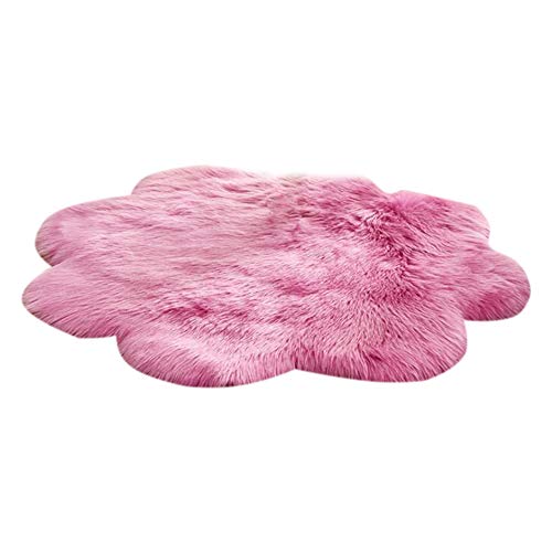 Esoes - Alfombra de pelo sintético con forma de flor de ciruelo, suave y peluda, para dormitorio, sala de estar, decoración del suelo, piel sintética, Rosa, 60*60