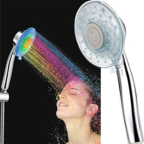 InGoo Alcachofa de ducha con luz LED de 7 colores cambiantes, para agua a  presión, con
