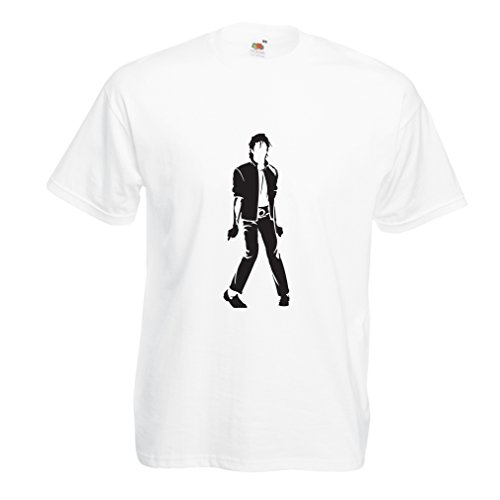 lepni.me Camisetas Hombre Me Encanta M J - Rey del Pop, 80s, 90s Músicamente Camisa, Ropa de Fiesta (Medium Blanco Negro)